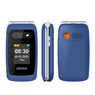 Harga yang bagus Speed Dial Flip Orang Tua Ponsel 1450mAh UNIWA V202T Biru Ringan on line