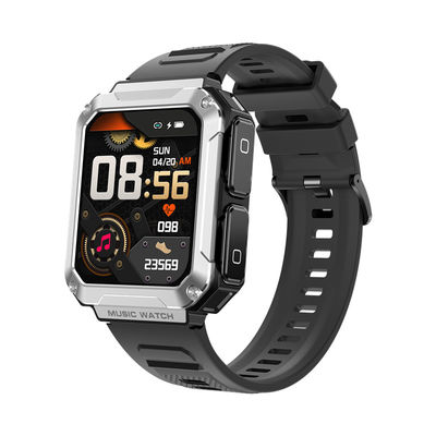 Harga yang bagus T93 perak Smart Watch Headset TWS 4GB Memory Wireless Bluetooth Call 1.96 Inch Sport Musik on line