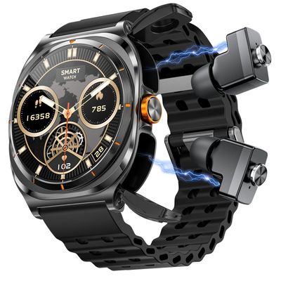 New GT98 Ultra Smart Watch Pria TWS Headset 2 In 1 NFC 1.53 '' AMOLED Tracker Kesehatan