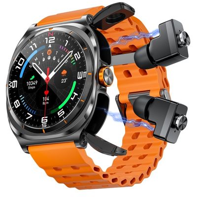 TWS Headset 2 In 1 NFC 1.53inch AMOLED Fitness Tracker Kesehatan Smartwatch GT98 Ultra