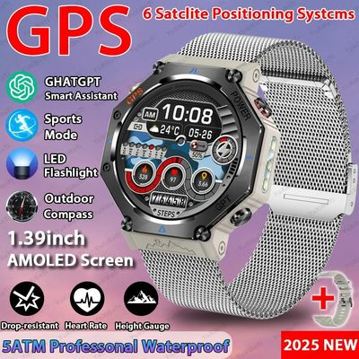 Harga yang bagus ChatGPT Asisten AI GPS 5ATM Waterproof Dual-band GNSS Kompas Olahraga Militer Smartwatch on line
