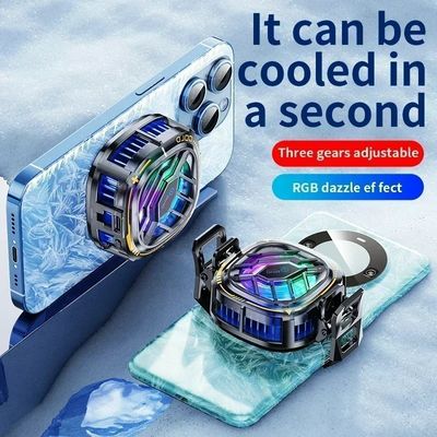 Harga yang bagus X76 Mobile Phone Semikonduktor Magnetic Back-clip Universal Cooling Radiator 5000/min Kecepatan Digital Display untuk IOS Android PUBG Game on line