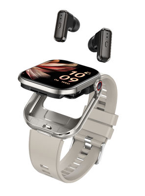 Earphone Bluetooth TWS 2-in-1 dan Jam Tangan Pintar Panggilan Bluetooth Layar Persegi TFT 2.02'' dengan Kapasitas Baterai 400911 3.7V/25MAH