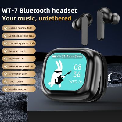 Harga yang bagus Headphone Layar Sentuh Penuh Baru ANC WT-7 Bluetooth 5.4 Nirkabel InEar ENC Earbud Dengan Mikrofon on line