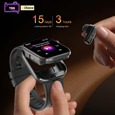 Harga yang bagus T99 TWS Smart Watch Wireless Earbuds BT5.0 Bluetooth Panggilan IP67 Waterproof 300mAh on line