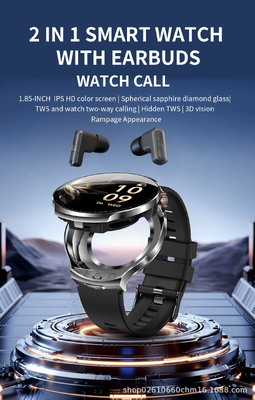 T100 BT Call Wireless 2 dalam 1 TWS Earphone Fitness Tracker AI Noise Cancelling Music Headset
